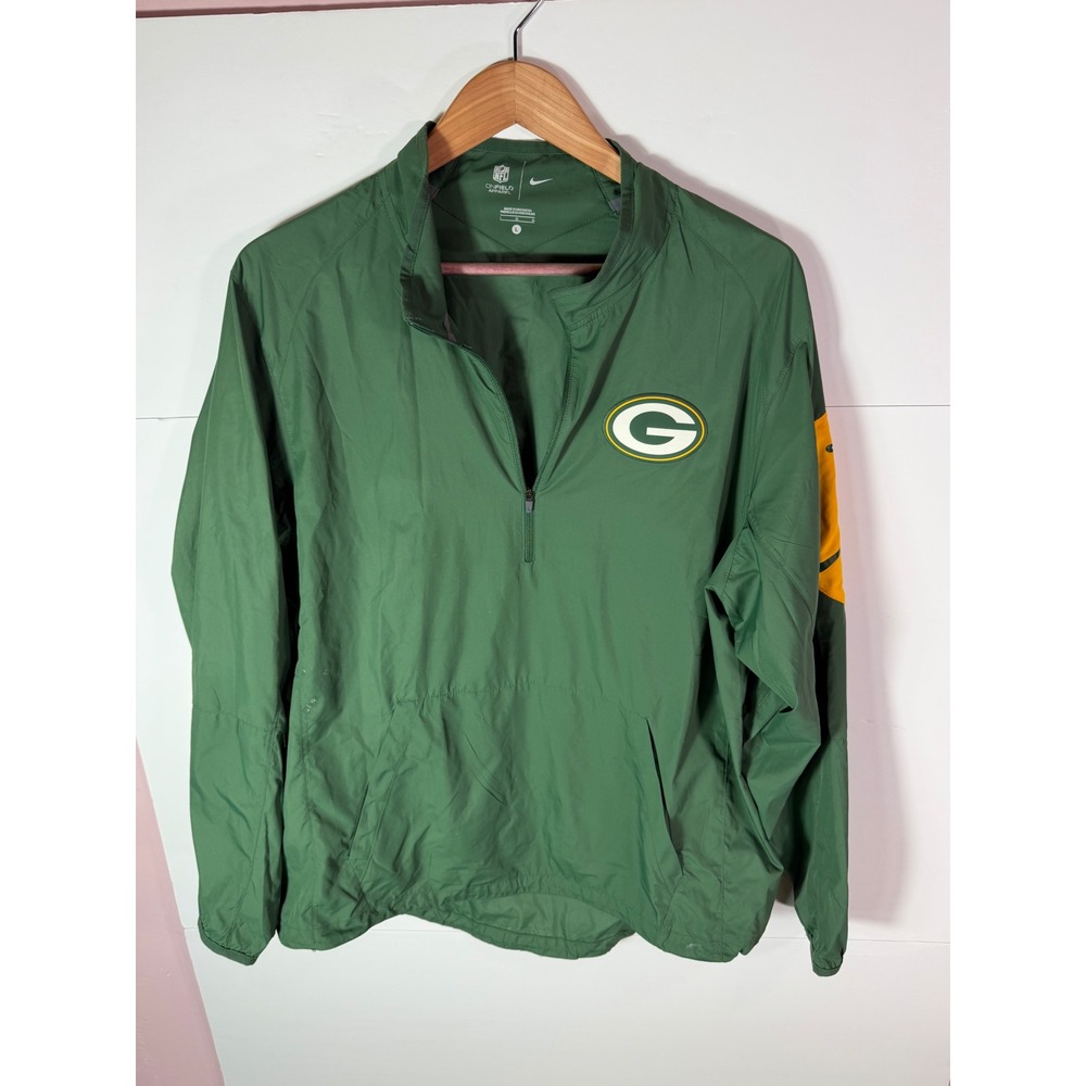 Nike NFL Onfield Green Bay Packers Quarter Zip Windbreaker Jacket Mens Large